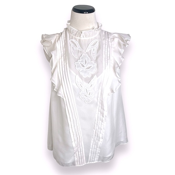 Rebecca Taylor Hana Applique Embroidered Top size 14 L - XL - Picture 6 of 11